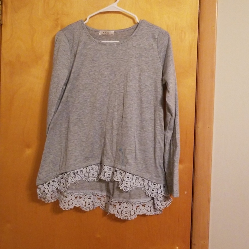 grey long sleeve top